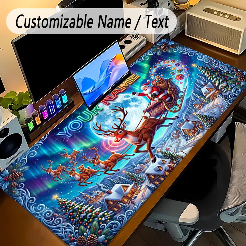 Christmas Theme Personalized Mouse Pad Custom Name Text Non Slip Desk Pad For Laptop Office Desktop
