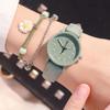 Round Dial Girls Leather Wrist Watch Classic Women's Quartz Watch Clock Candy Color   Lady