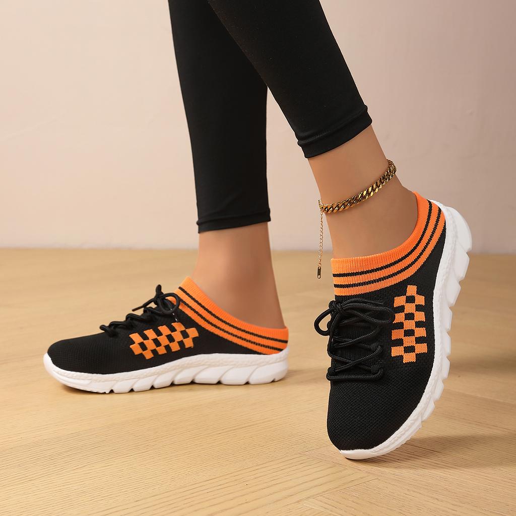 TUINANLE Women's Shoes Geometric Patterns Mesh Platform Sandals Couples Half Slippers Casual Non-Slip Platform Shoes