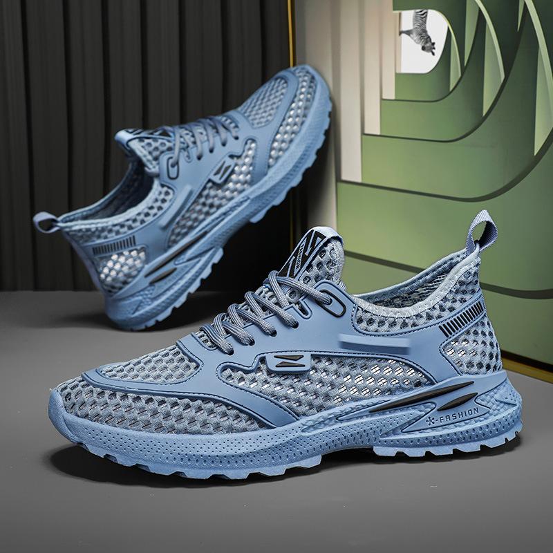 Мужская летняя сетчатая дышащая обувь, мужские кроссовки из плетеной сетки, мужская спортивная обувь для бега и отдыха, тонкая, легкая, пляжная сетчатая обувь 2024