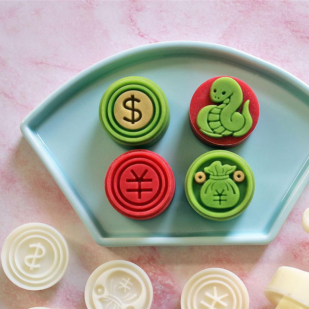 Фестиваль Нового года Форма для лунных пряников 3D Змея Деньги Формы для лунных пряников Штамп для печенья Ручной пресс Форма для резки печенья и десертов Долговечная