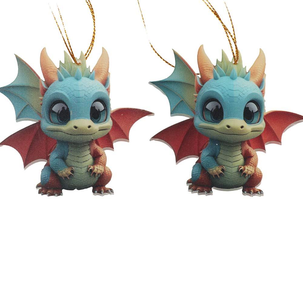 2D Dragon Baby Hanging Ornament Dragon Baby Cute Christmas Dragon Pendants Keychain