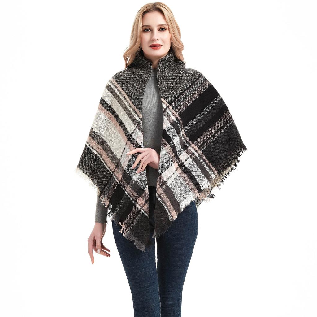 Женский шарф осень и зима новый колючая шерсть полиэстер утолщенный шарф с узором «елочка» женский квадратный шарф