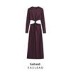 2024 Autumn Women's European & American Style Simple Tie Open Design Dress
