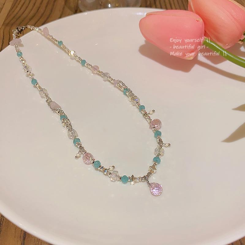 Сладкое ожерелье из кристаллов дофамина: Легкий роскошный пикантный стиль для женщин, модное ожерелье на ключицу знаменитости