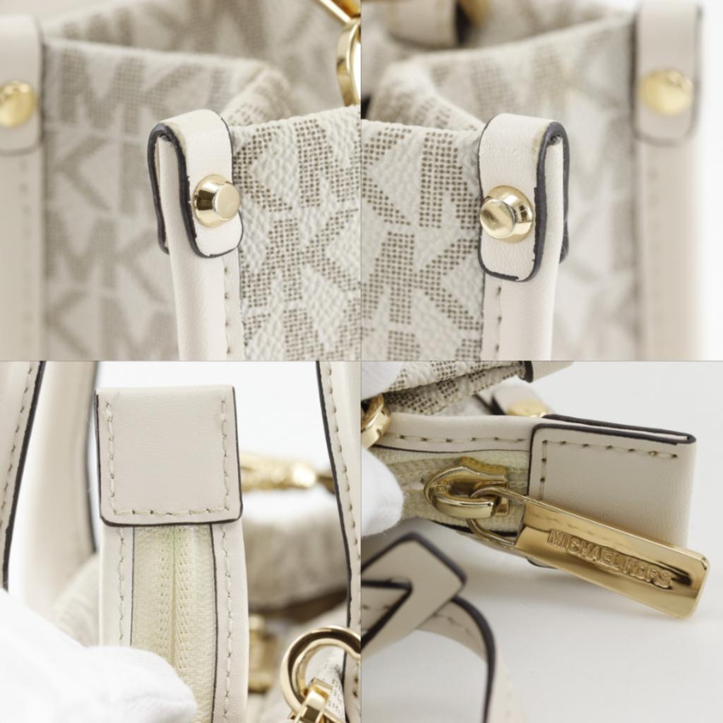 Michael Kors Mirela Small Handbag 35F2G7ZC5B 2WAYShoulder Signature White PVC Women Used
