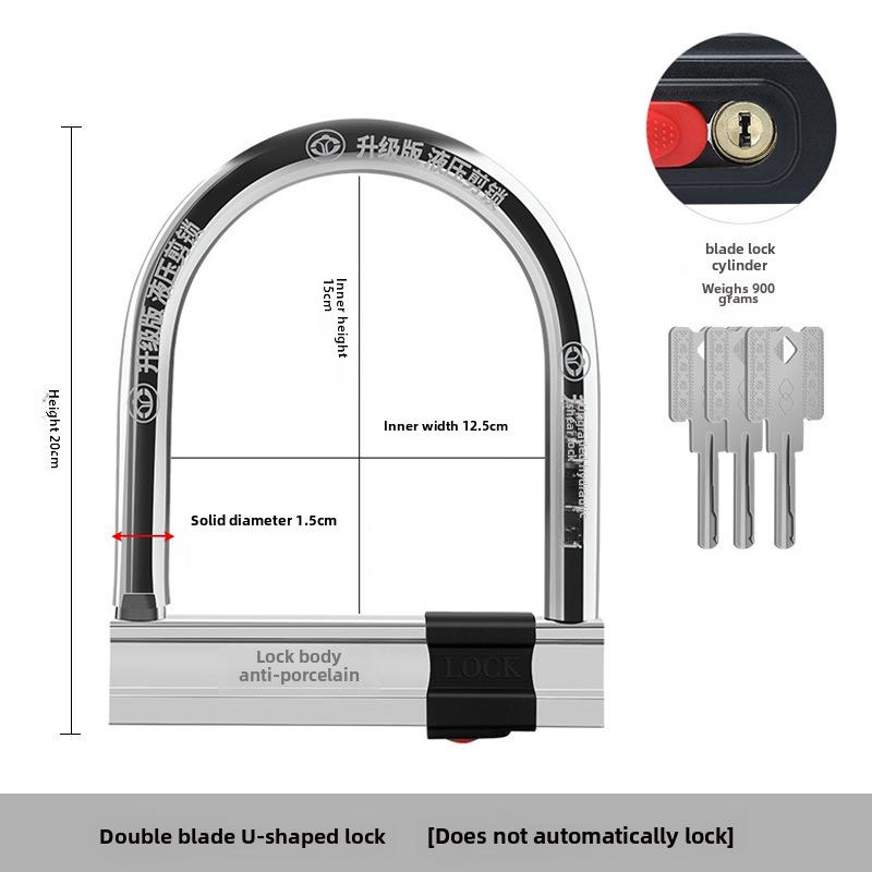U-Shaped Anti-Theft Waterproof Lock for Bicycles, Electric Vehicles, and Motorcycles