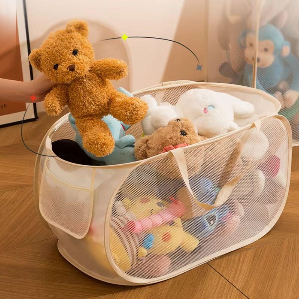 Large Capacity Kids Toy Storage Bin Mesh Household Storage Bag Laundry Sorting Basket  Indoor Use
