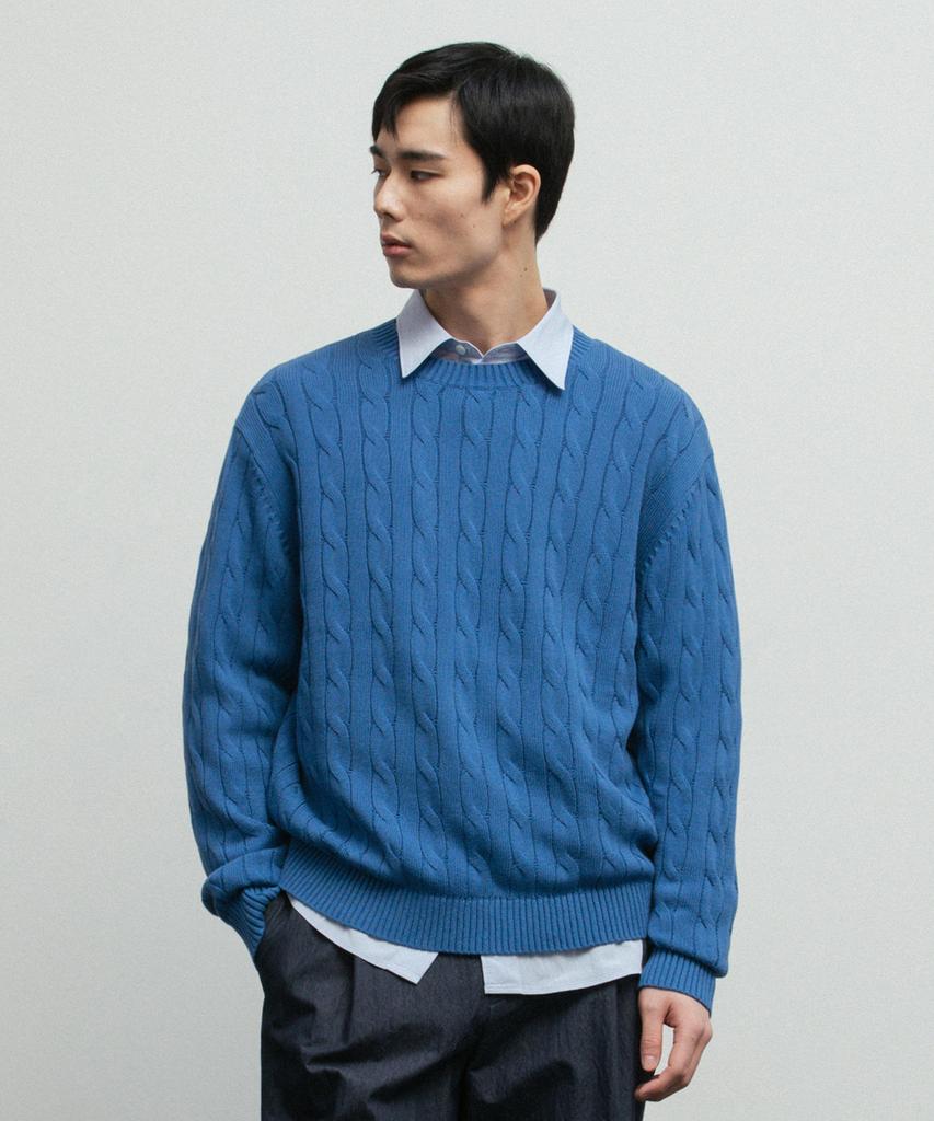 BLANKROOM Cable Knit_Denim Blue