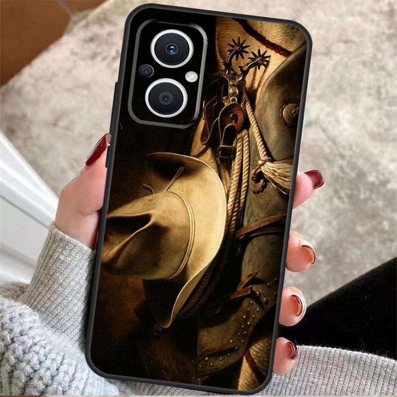 Cowboy Cowgirl Boots Hat For OPPO Reno 14 10 11 12 13 Pro 7 8 Lite 8T 11F 12F 13F 14F OPPO Find X9 X8 X5 X6 Pro Case