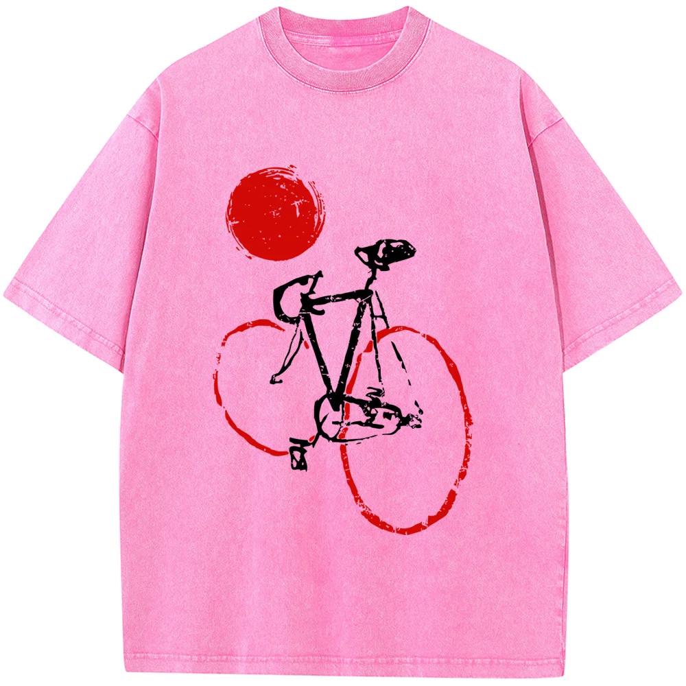 Футболка для велоспорта, летняя свободная отбеленная футболка из хлопка с круглым вырезом и коротким рукавом, отбеленные топы, футболка