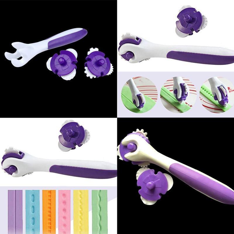 Резак для ленты для помадки, инструмент для изготовления сахара, скалка для торта, набор роликов для тиснения