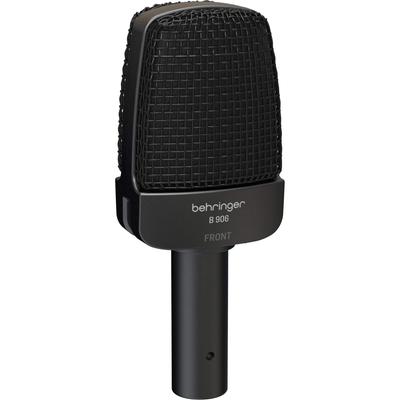 Behringer Динамический микрофон, суперкардиоидная характеристика, низкое усиление, переключаемый чехол для переноски, адаптер для микрофонной стойки, в комплекте B 906, черный, срез/плоский/высокий