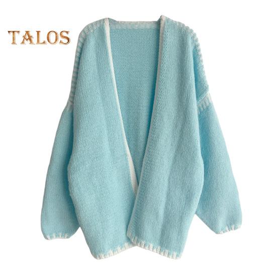 Весна Осень Женское Пальто Трикотажное Толстое Свободное Длинные Рукава Кардиган Однотонный Теплый Повседневный Повседневный Рабочий Уличный Свитер Куртка