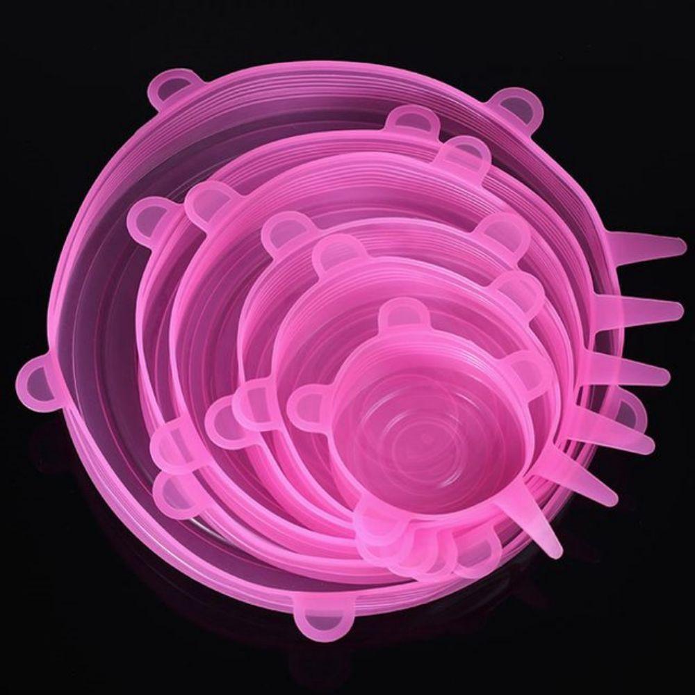 6 шт./компл., силиконовая крышка, универсальная растягивающаяся крышка для миски, многоразовая крышка для еды, упаковочная пленка, крышка для чаши, кухонные инструменты