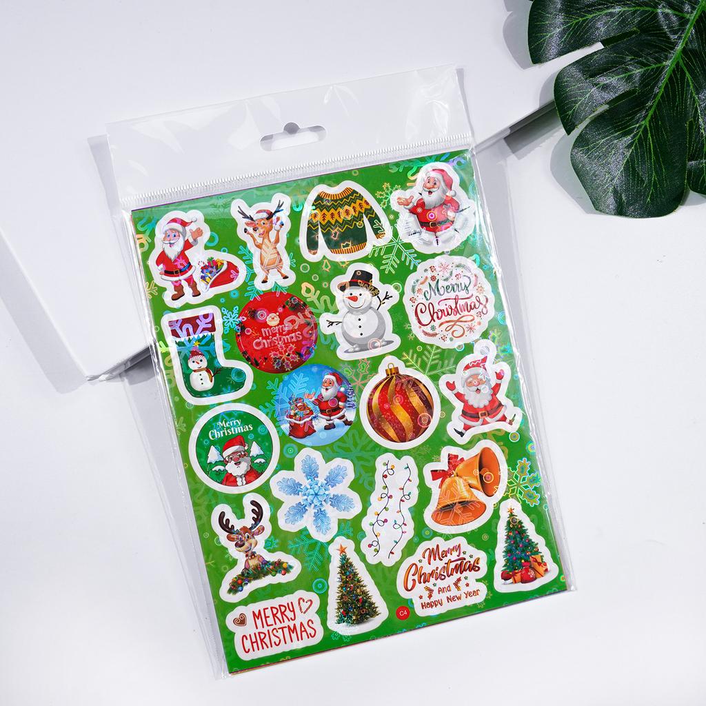 Christmas Stickers Stickers Waterproof Gift Party Decoration Stationery Stickers Cartoon Laser Christmas Stickers