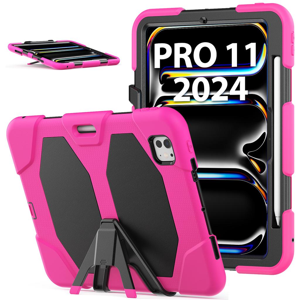 Для iPad Про 11 (2025)/11 (2024) Чехол для планшета из ПК + силиконовая подставка с пленкой для экрана из ПЭТ