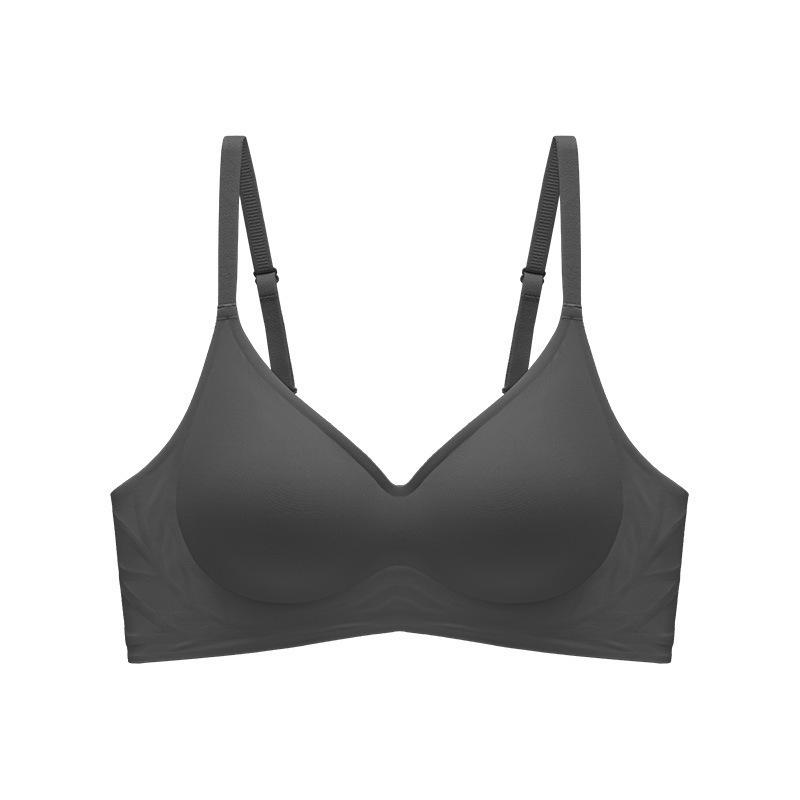 Soft support jelly glue fixed cup ice silk underwear women's summer thin breathable gathering bra cover no trace no steel ring