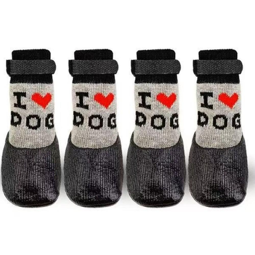 4 pieces/set Waterproof Pet Socks Booties Warm Anti-Slip Dog Foot Covers Wear Resistant Soft Sole Dog Socks Shoes