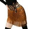 Tassel Latin Dance Skirt Leopard Print Rumba Dance Skirt Fashion Performance Costume  for Women