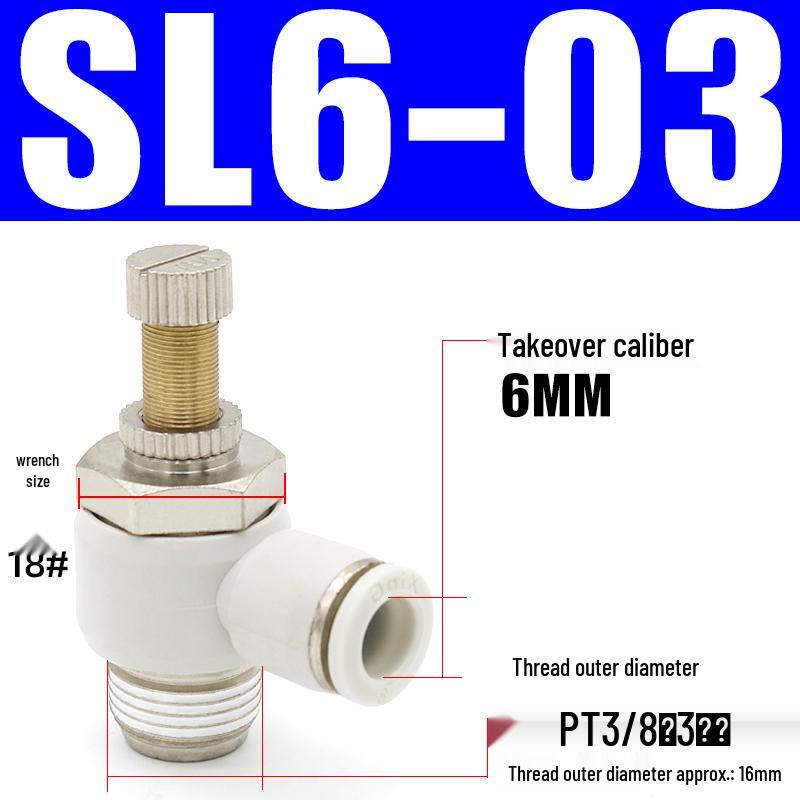 8mm Pneumatic Cylinder Throttle, SL8-02 Adjustable Air Hose Valve Connector, SL4-M5 Air Adjustment.