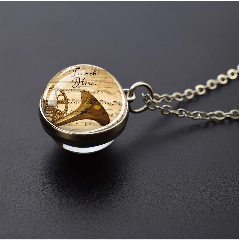 Ожерелья с музыкальными инструментами, фортепиано, гитара, кларнет, флейта, художественный стеклянный шар, кулон, музыкальная нота, ожерелье, женское музыкальное подарочное ювелирное изделие