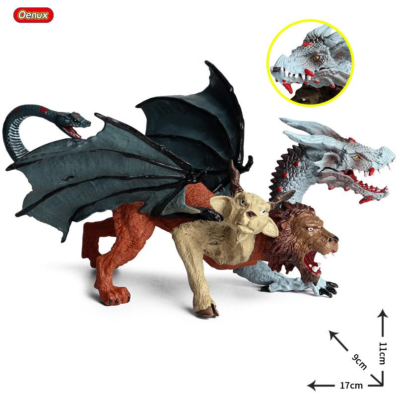 Oenux Original Savage Dinosaurs Myth Dragon Animals Model Fire Bull Octopus Monster Crab Action Figures Kids Collection Toy Gift