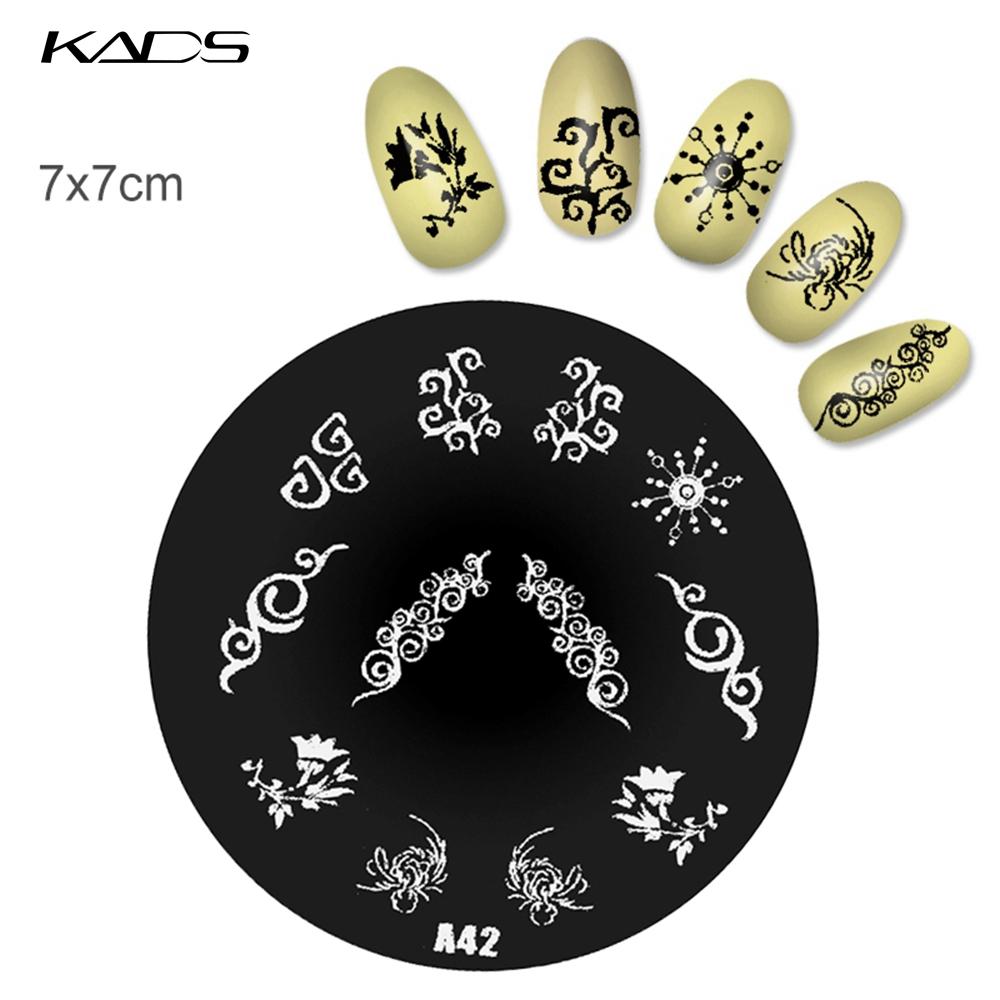 kads 1PC Round Stainless Steel Nail Art Nail Stamping Plates Manicure Stamp DIY for Nail Templates Classic Series Tools
