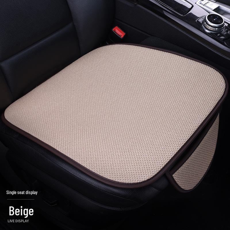 All-Season Linen Car Seat Cushion Set: Three-Piece Universal Fit for Driver/Passenger and Rear Seats