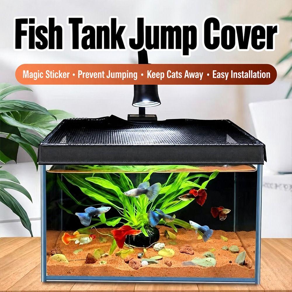 Fine Mesh Fish Tank Net Lid Black Aquarium Anti-jump Net Durable Fish Tank Lid Cover Marine Tanks