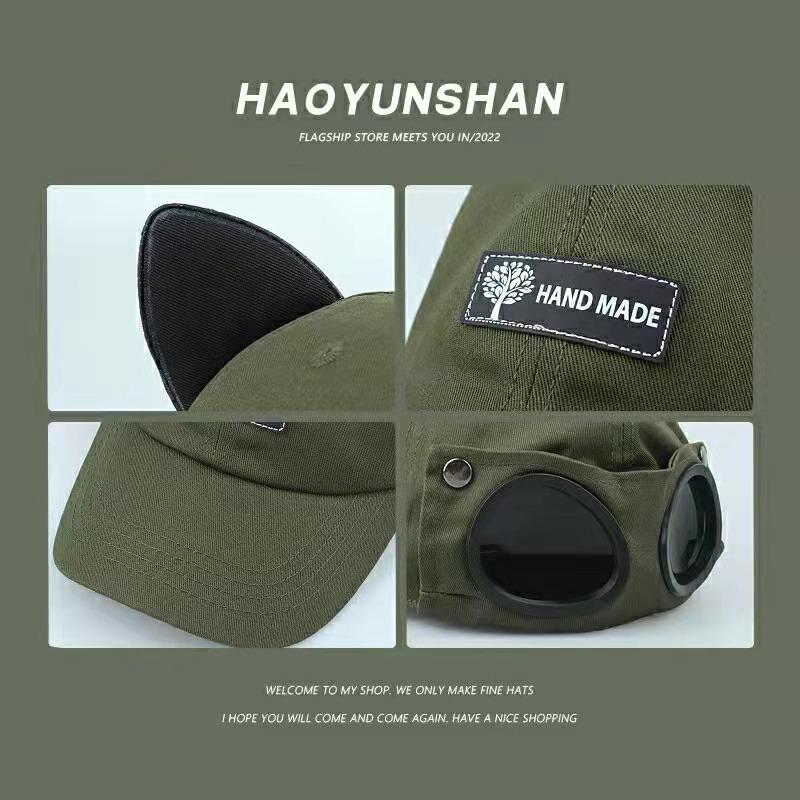 Двусторонние бейсбольные очки унисекс с острым носком в стиле хип-хоп, индивидуальные милые солнцезащитные очки с маленьким лицом, женские шапки с кошачьими ушками