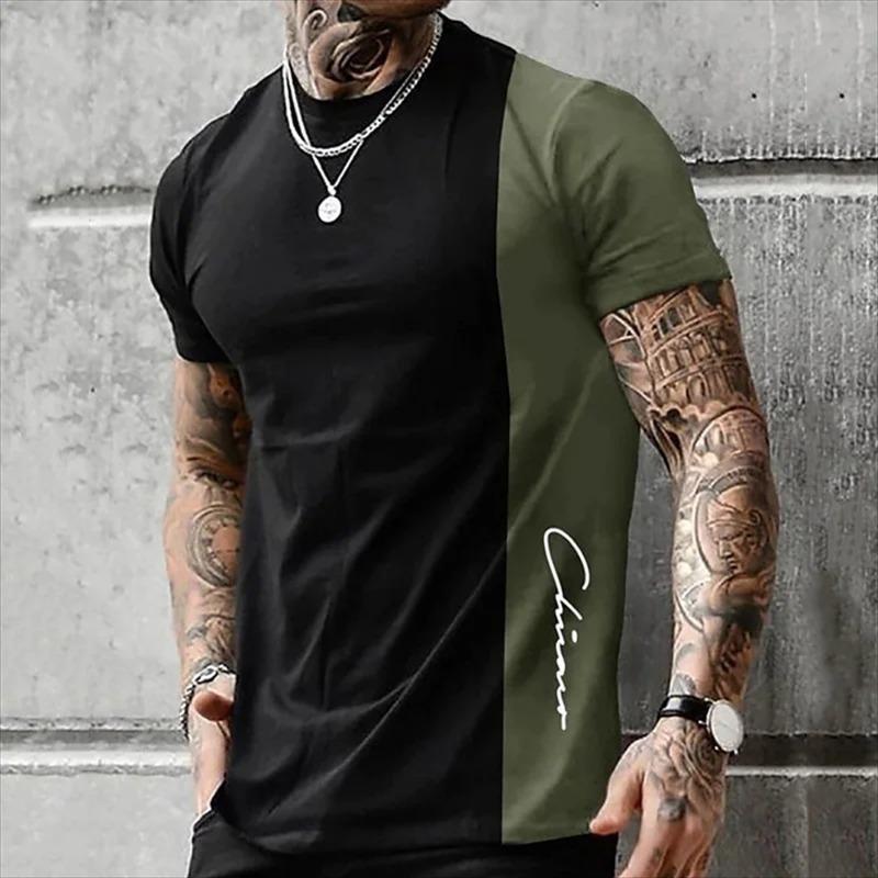 Men's Vintage T-shirt 3D Gradient Print Short Sleeve Tops Summer Casual Street T Shirt Oversized Tee Shirt Kids Clothes