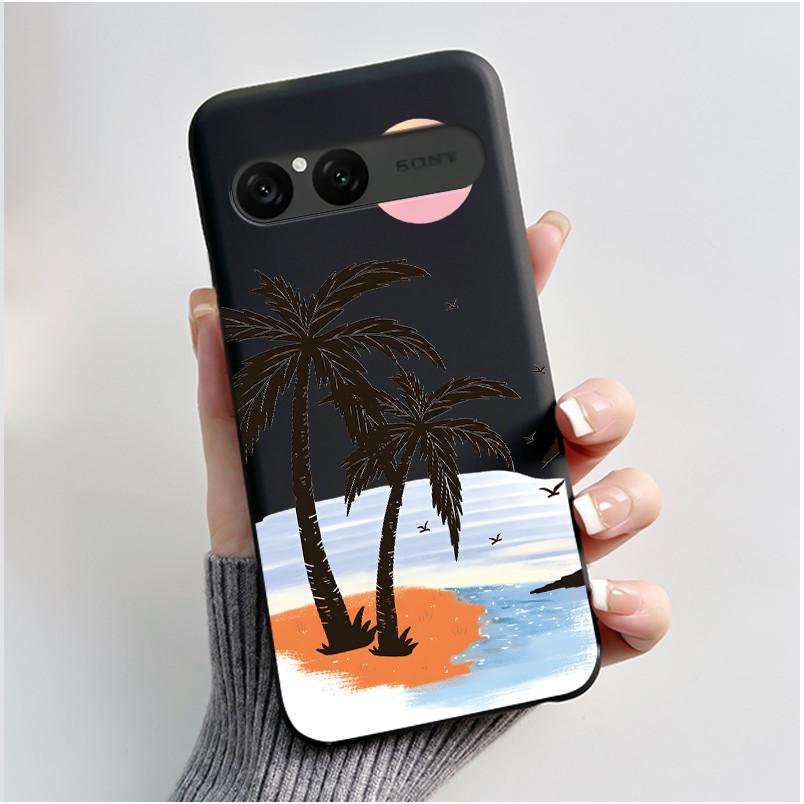 Cute Case For Sony Xperia 10 VII Fundas Capa Printing Shell Protective Cover Soft Silicone Cartoon Black Casing Coque