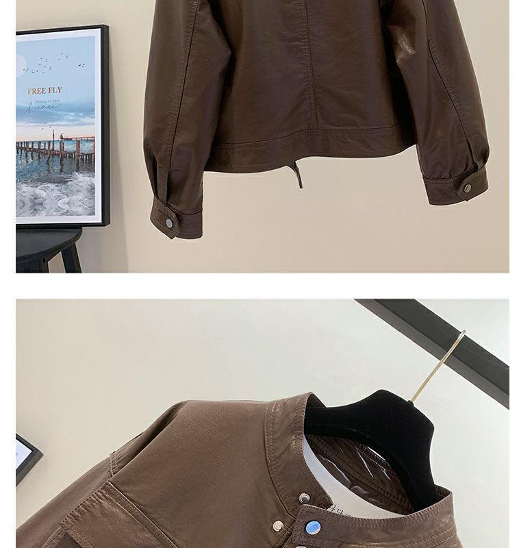 Женская модная ретро байкерская кожаная куртка - Коллекция Осень 2025, Универсальный короткий ПУ дизайн