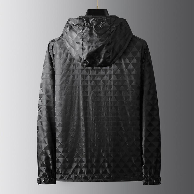 Mens Hooded Jacket - European Style Jacquard Coat Breathable Windproof Outerwear