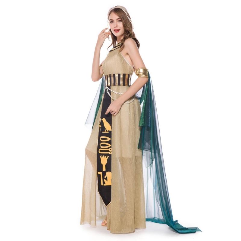 Egyptian Costume Set for Man Woman Dress Up Egyptian Collar Headpiece Wristbands Belt Halloween Cosplay Decoration
