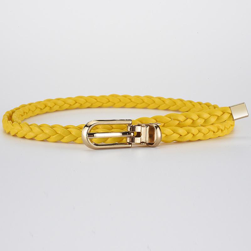 Женский декоративный плетеный пояс с узлом, маленький пояс карамельного цвета, простой и персонализированный ремень с пряжкой-клипсой