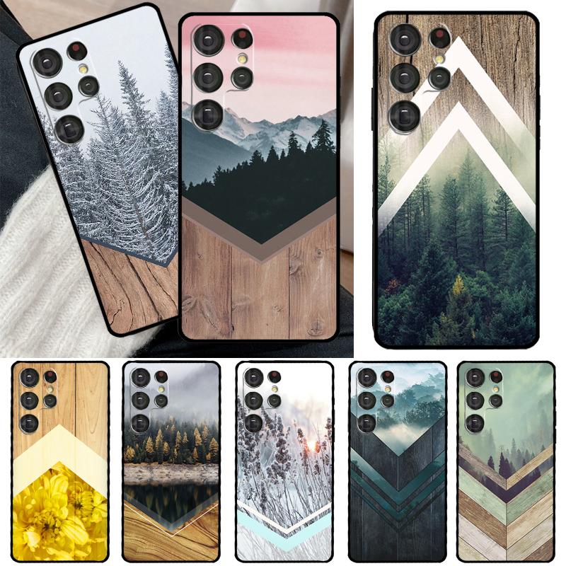 Forest Geometry Wood Nature Phone Case For Samsung Galaxy S23 S20 FE S21 FE S22 Ultra Note20 Note10 S8 S9 S10 Plus Cover