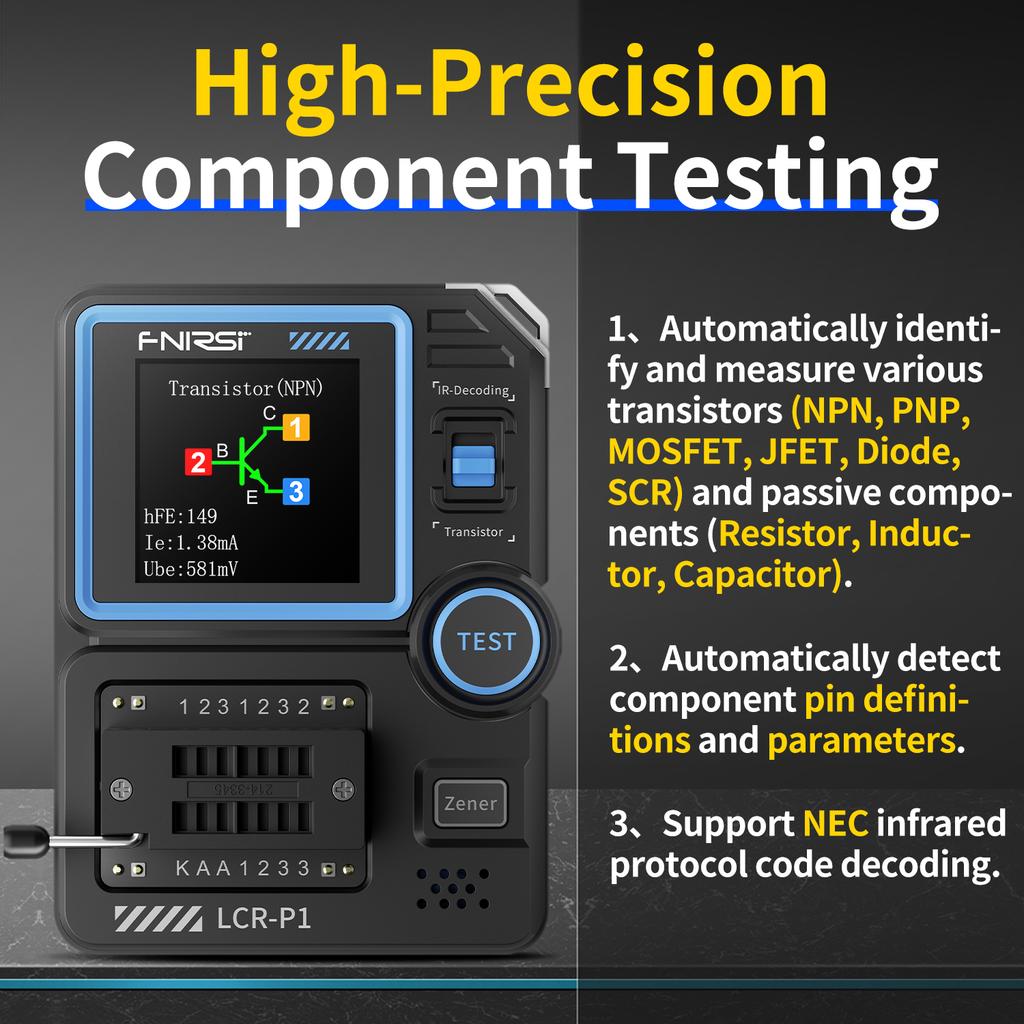 New Professional Transistor Tester Diode Triode Capacitance Resistance Meter LCR ESR Meter NPN PNP MOSFET IR Multifunction Electronic Component Tester