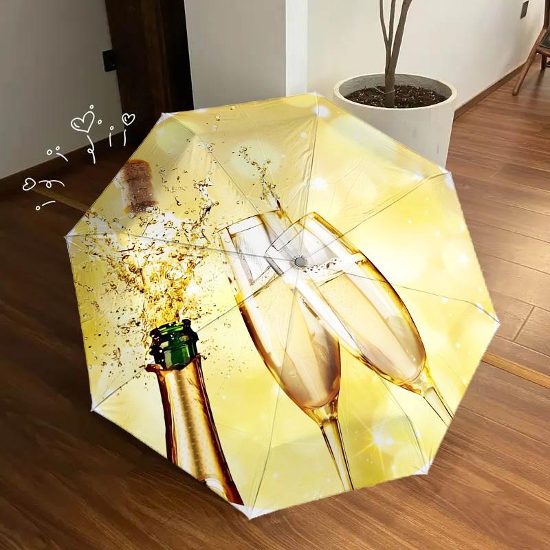 1pc Champagne Celebration Themed High-quality Umbrella,Automatic Opening and Closing Umbrella,Multi-functional Umbrella G0811315