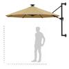 Wall Mounted Sun Umbrella with LEDs 300 cm Taupe