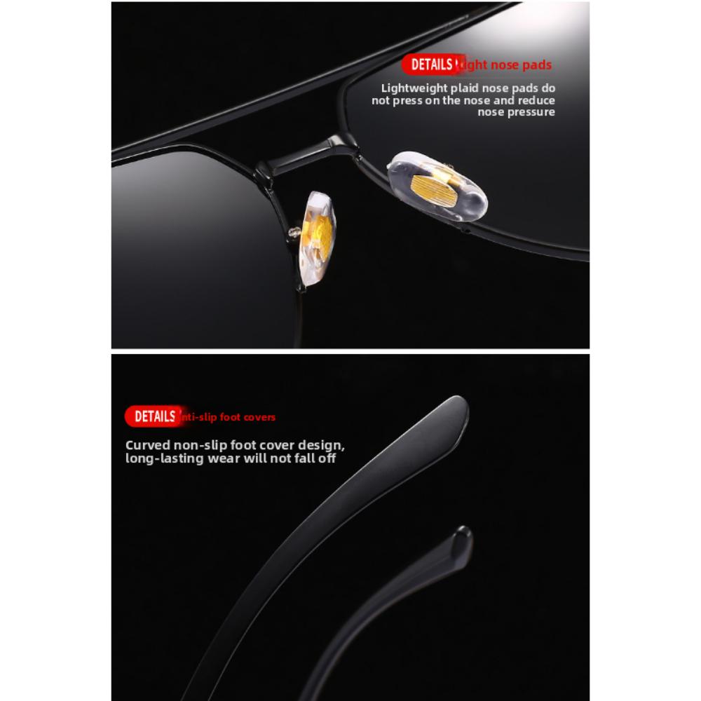 Polarized Sunglasses Men's High-end UV Protection Driving Yellow Lenses Sunglasses Anti-glare Square Fishing Glasses