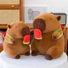 Watermelon Cream Ice Capybara Plush Toy With Transparent Backpack Doll Animal