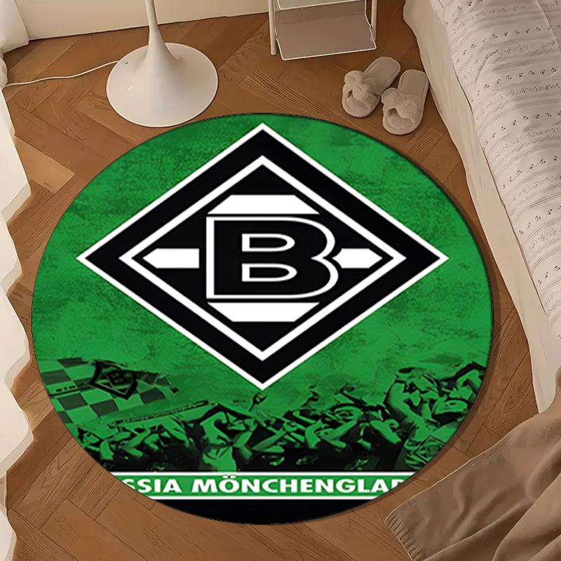 1PC Green Black Borussia Round Rug for Livingroom,Bedroom, Palyroom, Chair Rug, Area rug, Circle Carpet, Large Size Fan Christmas gift