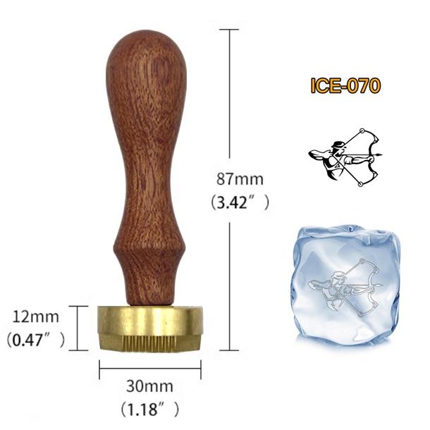 Ice Stamp With Removable Brass Head & Wood Handle - Vintage 1.18" Branding for Cubes, Cocktails, Whiskey, Mojito Drinks - Bar Making DIY Crafting