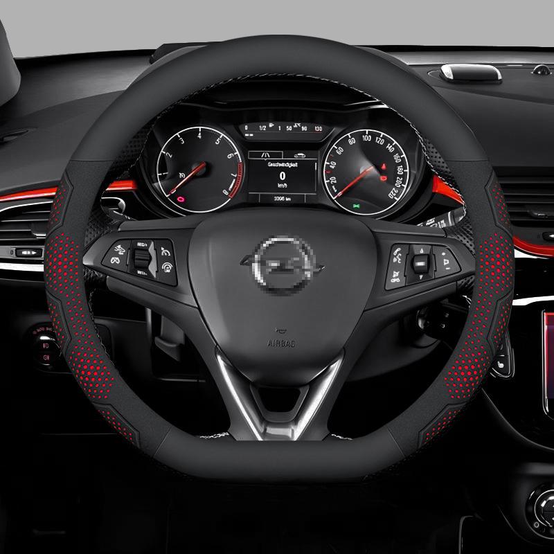 AAAEF1 Opel OPCline ASTRA CORSA INSIGNIA MOKKA VECTRA GTC Tigra Carbon fiber Suede Leather Car Steering Wheel Cover Auto Accessories