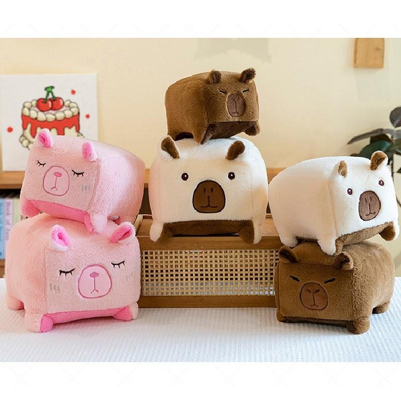 Мягкая Очаровательная Плюшевая Игрушка Капибара Коричневая Розовая Бежевая Идеально Подходит Для Обнимания