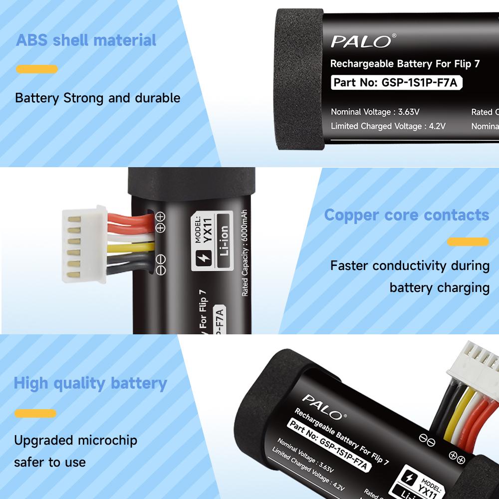 PALO Оригинальный беспроводной Bluetooth-динамик GSP 1S1P-F7A Аккумуляторы 6000 мАч литиевый аккумулятор Для портативной колонки JBL Flip 7 Flip7