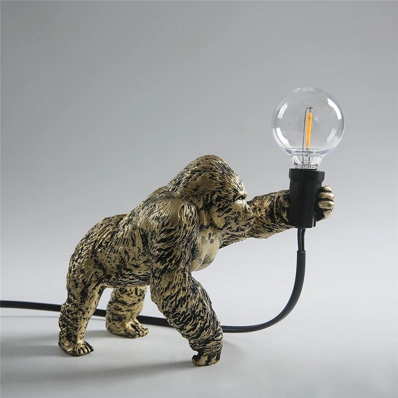 Modern Mini Gorilla Table Lamp Cute Resin Monkey Desk Lamp Children's Bedroom Bedside Lamp Decoration Lights Decor Holiday Gifts
