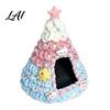 Festive Cat Furniture Christmas Tree Bed Foldable Semi-Enclosed Felt Cave 3D Shaped Comfortable Den Holiday Pet House Soft Yarn Hideaway for Indoor
